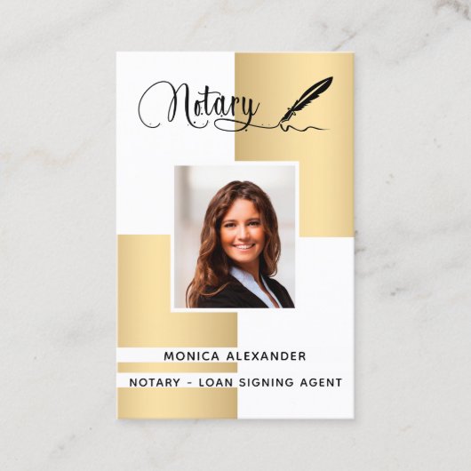 Noteerbare witte goudfoto QR code Visitekaartje (Voorkant)