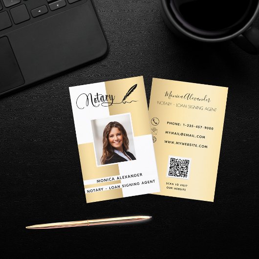 Noteerbare witte goudfoto QR code Visitekaartje