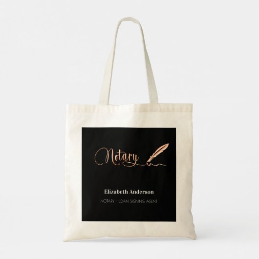 Noteerbare zwarte roos gouden ondertekenpen tote bag (Achterkant)