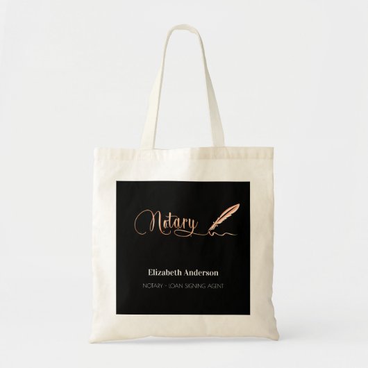 Noteerbare zwarte roos gouden ondertekenpen tote bag (Voorkant)