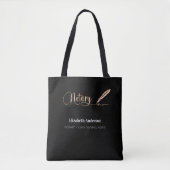 Noteerbare zwarte roos gouden ondertekenpen tote bag (Voorkant)