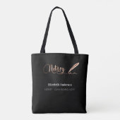 Noteerbare zwarte roos gouden ondertekenpen tote bag (Achterkant)