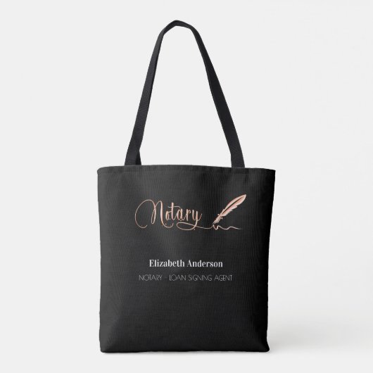Noteerbare zwarte roos gouden ondertekenpen tote bag (Achterkant)
