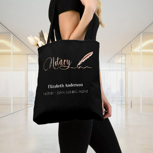 Noteerbare zwarte roos gouden ondertekenpen tote bag