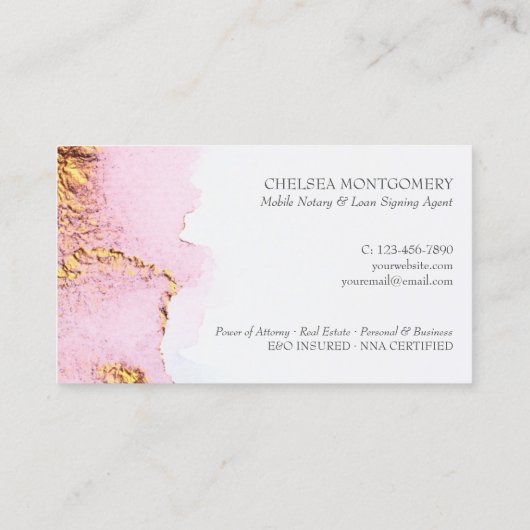 Noteerroze Waterverf en goudkalligrafie Visitekaartje (Achterkant)