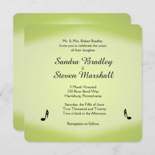 Noteert Music Wedding Invitation Kaart (Voorkant / Achterkant)