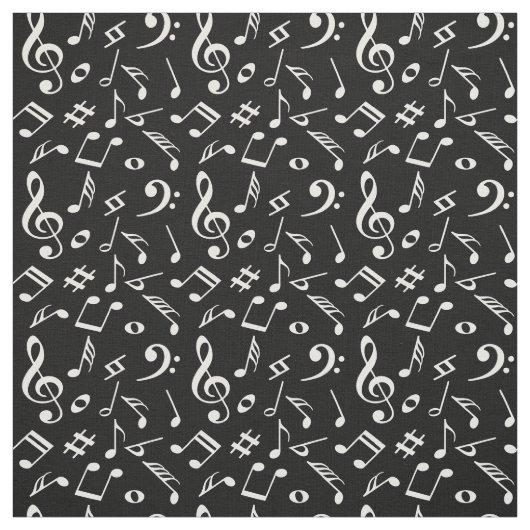 Noteert zwart en wit.Musical Modern. Belettering Stof (Swatch)