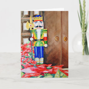 Notekraker & Pointsettia Feestdagen Kaart