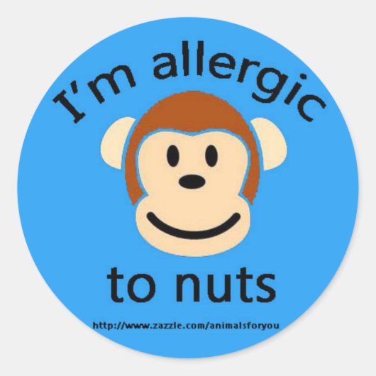Noten allergie blauw ronde sticker (Voorkant)