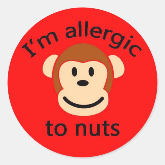 Noten allergie kinderen sticker ROOD (Voorkant)