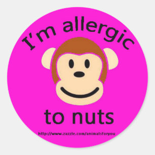 Noten allergie roze ronde sticker
