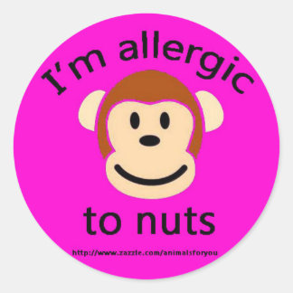 Noten allergie roze ronde sticker