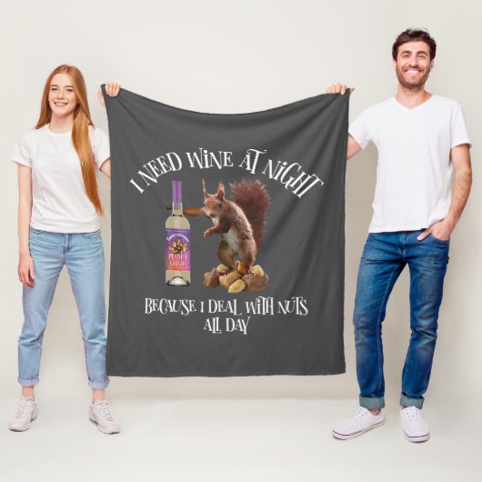 Noten de hele dag - Grappige eekhoorn wijn drinker Fleece Deken (In situ)