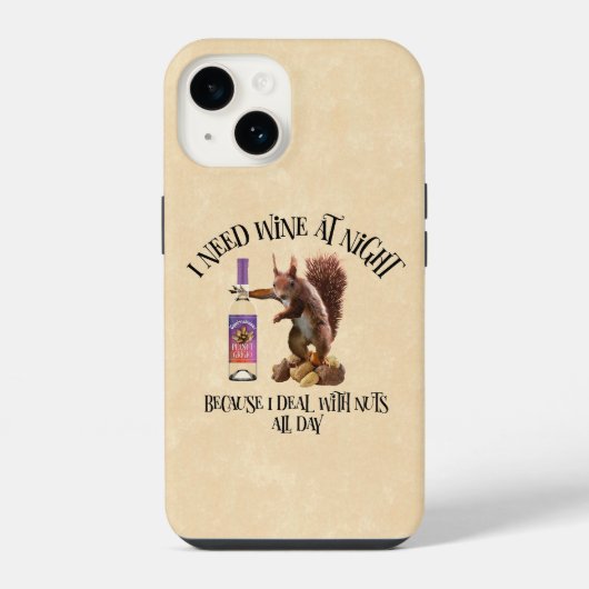 Noten de hele dag - Grappige eekhoorn wijn drinker iPhone Hoesje (Achterkant)