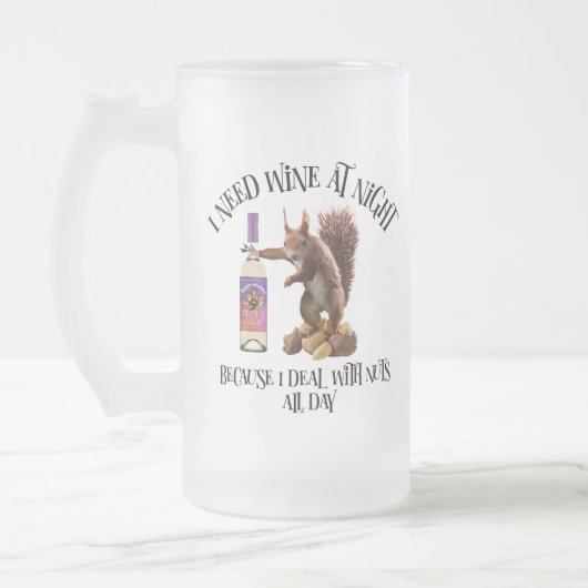 Noten de hele dag - Grappige eekhoorn wijn drinker Matglas Bierpul (Links)