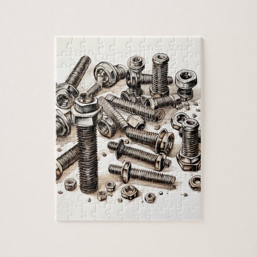 Noten en bouten puzzel legpuzzel (Verticaal)