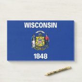 Noten met vlag van Wisconsin, Verenigde Staten Post-it® Notes (Op bureau)