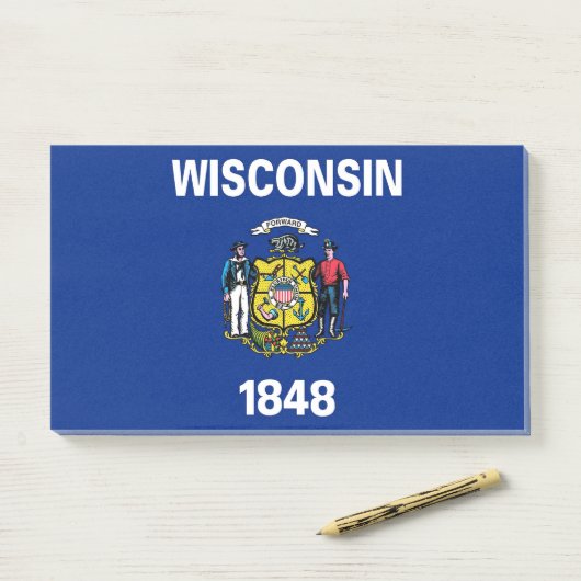 Noten met vlag van Wisconsin, Verenigde Staten Post-it® Notes (Op bureau)