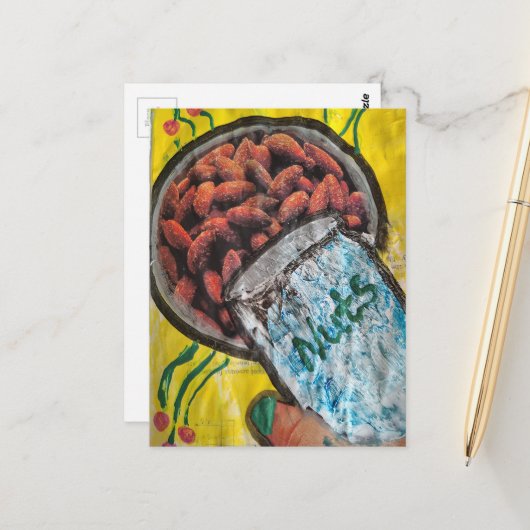 Noten Mixed Media Collage Briefkaart (Voorkant / Achterkant in situ)