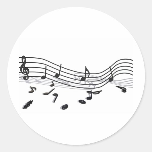Noten, Musik Ronde Sticker (Voorkant)