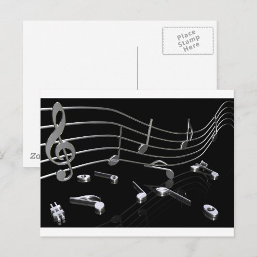 Noten, Musik, schwarz Briefkaart (Voorkant / Achterkant)