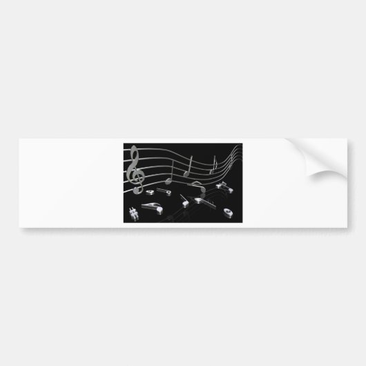 Noten, Musik, schwarz Bumpersticker (Voorkant)