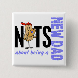 Noten over een nieuwe vader 1 (blauw) vierkante button 5,1 cm