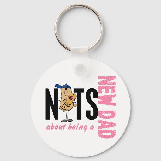 Noten over een nieuwe vader 1 (roze) sleutelhanger (Voorkant)