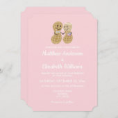Noten over elkaar elegante roze bruiloft kaart (Voorkant / Achterkant)