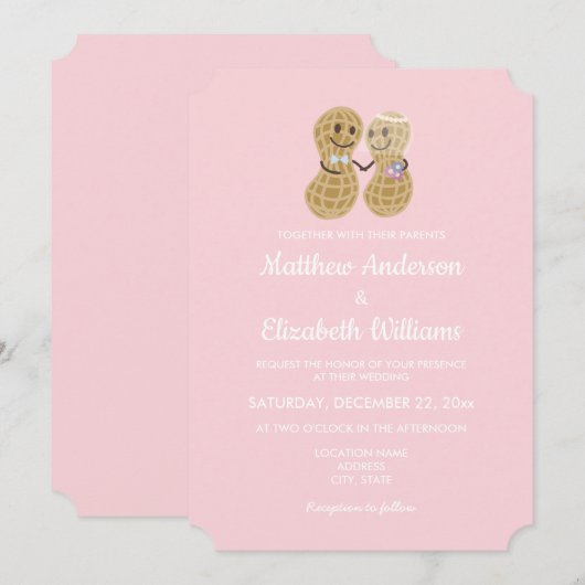 Noten over elkaar elegante roze bruiloft kaart (Voorkant / Achterkant)