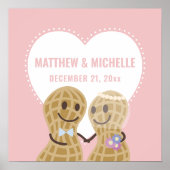 Noten over elkaar elegante roze bruiloft welkomstw poster (Voorkant)