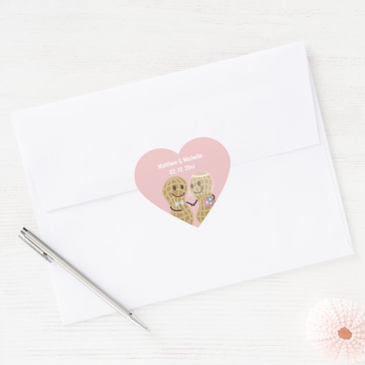 Noten over elkaar elegante roze weddenschap hart sticker (Envelop)