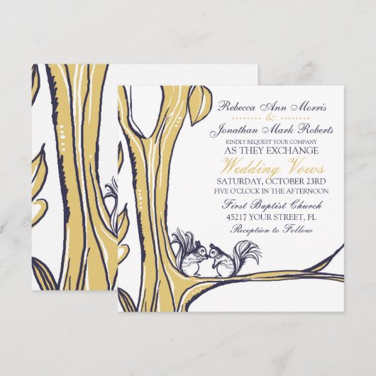 Noten over je eekhoorns huwelijksuitnodiging kaart (Voorkant / Achterkant)