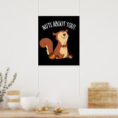 Noten over je grappige eekhoorn, donkere bg poster (Keuken)