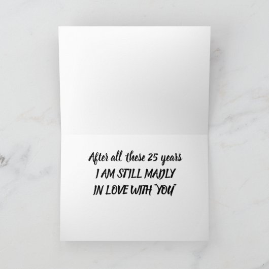 NOTEN OVER JE OP ONZE *25E BRUILOFT JUBILEUM* KAART (Binnen)