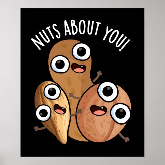 Noten Over jou Grappige Nut Puns Donker BG Poster (Voorkant)