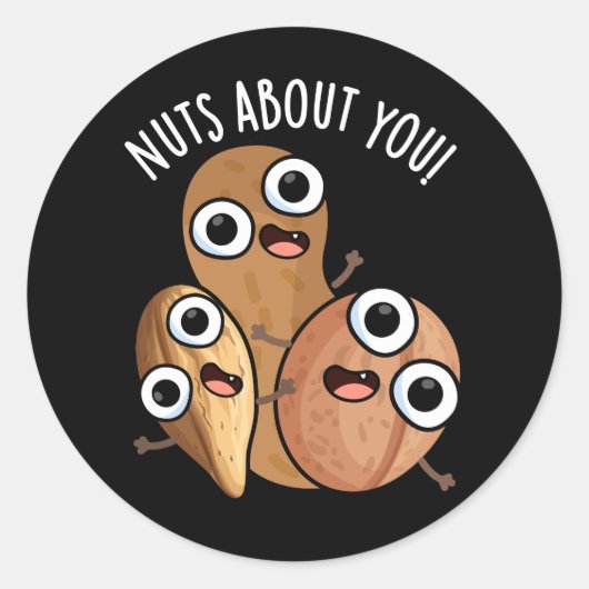 Noten Over jou Grappige Nut Puns Donker BG Ronde Sticker (Voorkant)