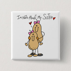 Noten over mijn zus T-shirts en cadeaus Vierkante Button 5,1 Cm