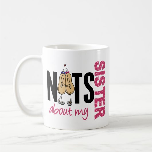 Noten over mijn zuster 1 roze koffiemok (Links)