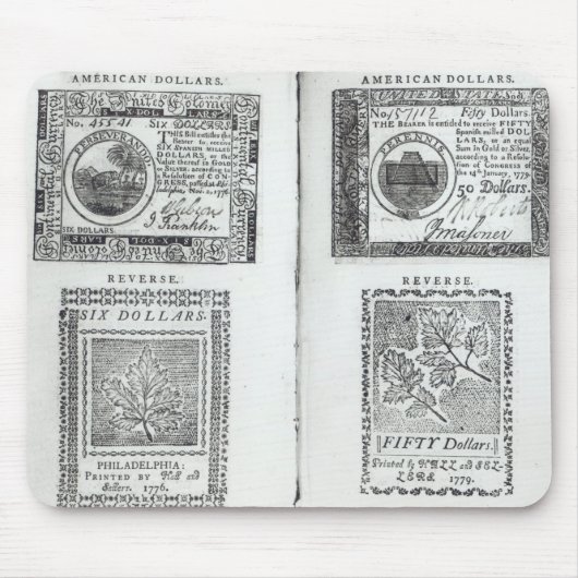 Noten van de continentale valuta muismat (Voorkant)