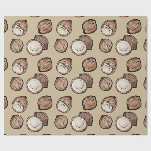 Noten voor kokospatroon cadeaupapier (Vlak)