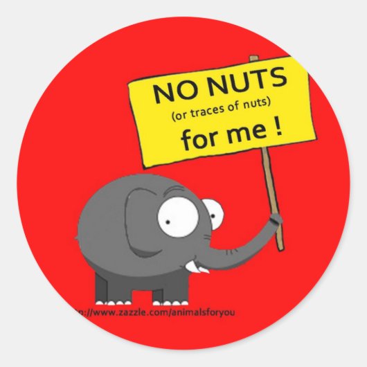 Notenallergie olifant ronde sticker (Voorkant)
