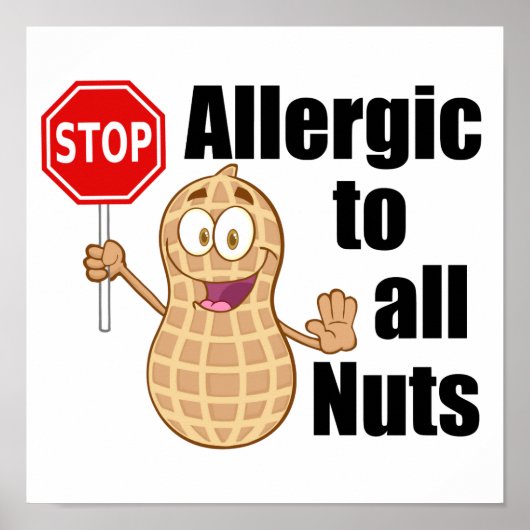 Notenallergie Waarschuwing Poster (Voorkant)