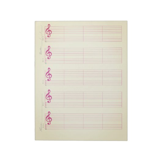 Notenbalk & Ukulele Tabblad – Printbare Sjabloon Notitieblok (Linkerzijde)