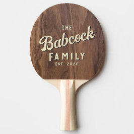 Notenhout Retro Familie Naam & Jaar Tafeltennisbatje