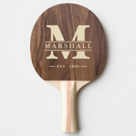 Notenhouten Monogram & Naam Overlay Tafeltennisbatje