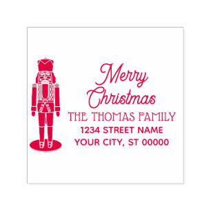 Notenkraker #2 Gelukkig Kerstmis Naam Retouradres Zelfinktende Stempel