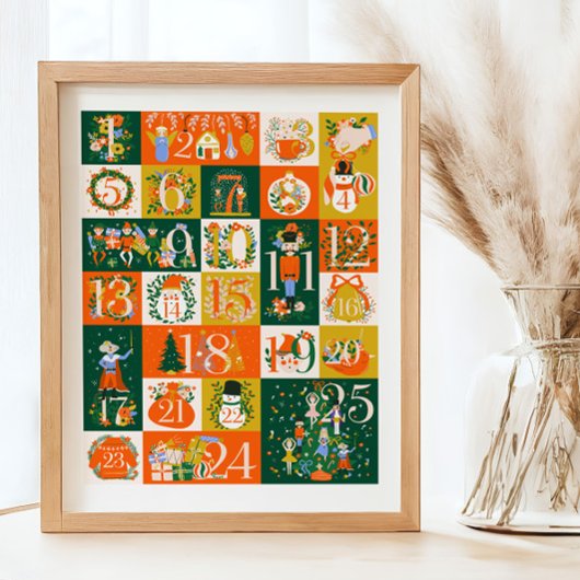 Notenkraker Adventskalender Kerstbord Poster