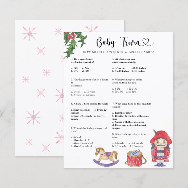 Notenkraker - Baby Trivia | Baby Shower Spel (Voorkant / Achterkant)