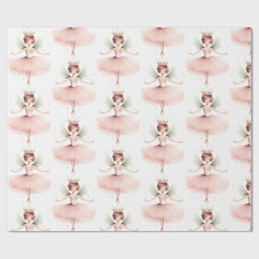 Notenkraker Ballerina Ballet Roze Mint Cadeaupapier (Vlak)